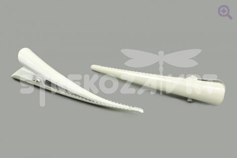 Заколка-утка (покрытие блеск) 7,5см, цвет: белый