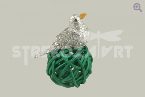 Птичка блеск, 3см, цвет: серебро