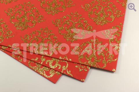 Фоамиран декоративный 20*30, толщина 2мм, глиттер, цвет: красный