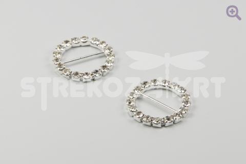 Пряжка со стразами круглая Tesoro Cristal 18мм, ХН631,02, цвет: серебро