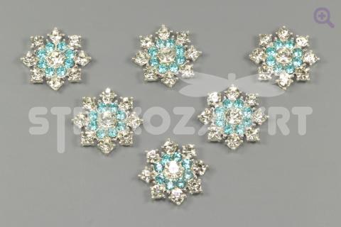 Украшение со стразами Зимняя сказка 25мм, метал, цвет: серебро