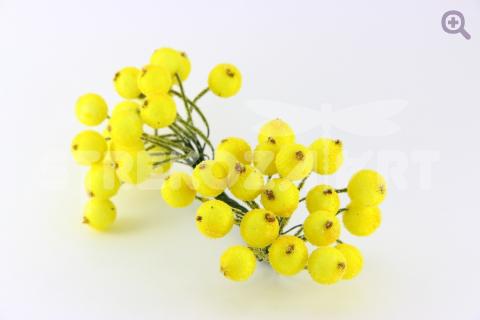Ягоды сахарные 12мм (2 ягоды на веточке), цвет: желтый