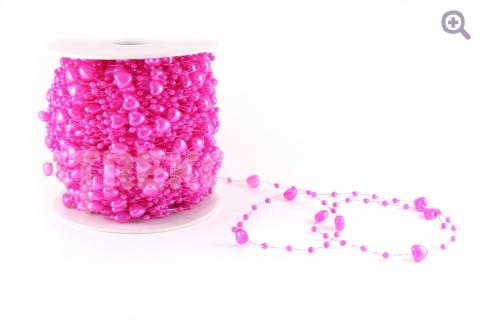 Бусины на леске сердечки 6мм, цвет: ярко-розовый