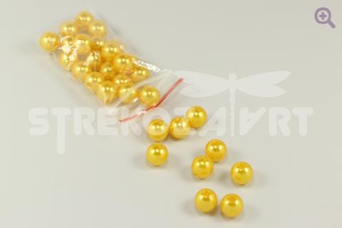 Бусины под жемчуг 10мм, цвет: ярко-жёлтый, 10шт