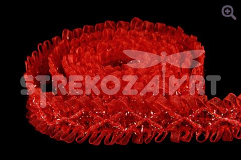 Тесьма с бантиком капроновая 25мм, цвет: красный