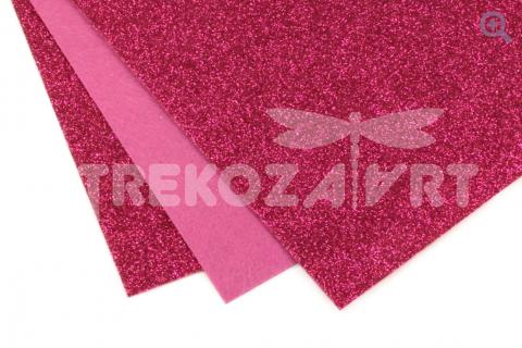 Фетр 20*30, глиттерный, толщина 1мм, цвет: малиновый