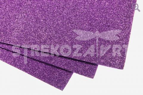 Фоамиран глиттерный 20*30, толщина 2мм, ярко-фиолетовый