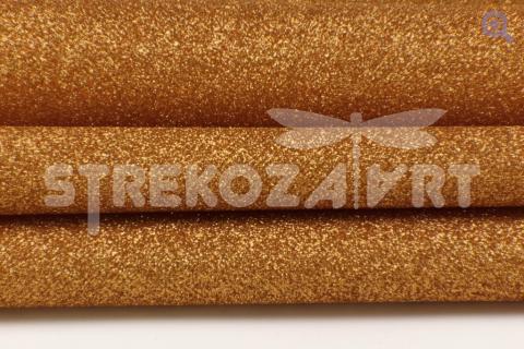 Искусственная кожа с глиттером 22-25*14,5см, цвет: медный