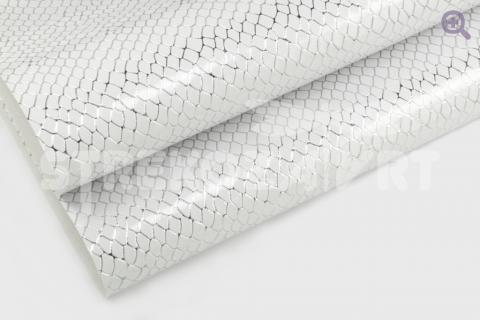 Искусственная кожа "Амазонка", 20*30см, цвет: белый/серебро