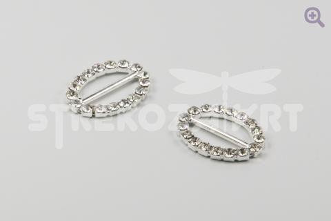 Пряжка со стразами овальная Tesoro Cristal 15*18мм, ХН633,01, цвет: серебро