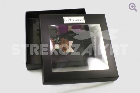 Коробка для упаковки украшений №1 (3 детали), 16,5*16,5*3см, цвет: черный