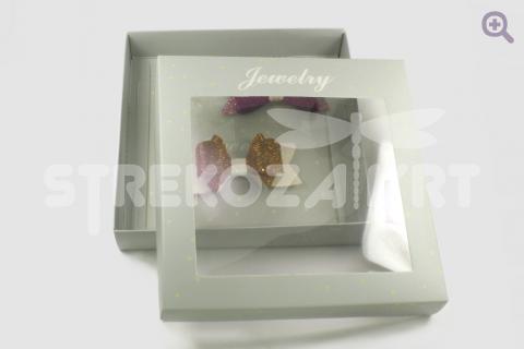 Коробка для упаковки украшений №3 (3 детали), 16,5*16,5*3см, цвет: серый