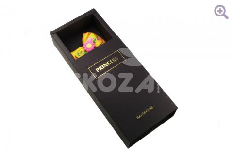 Коробка для упаковки украшений "Princess", 9*16*4см (3 детали), цвет: черный+золото