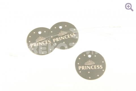 Бирка для украшений "Princess", d=35мм, цвет: серый