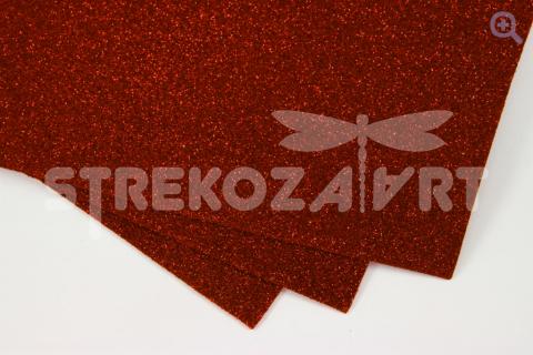 Фоамиран глиттерный 20*30, толщина 2мм, красный